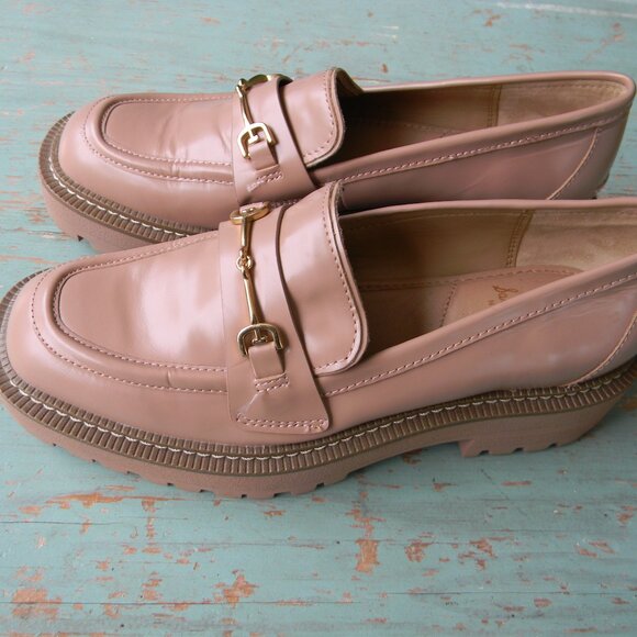 Sam Edelman Laurs Platform Chunky Lug Heel Leather Loafer MAPLE SUGAR SZ 7M - Picture 3 of 7